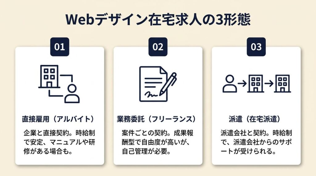 webデザイン在宅パートは3形態で求人を探す