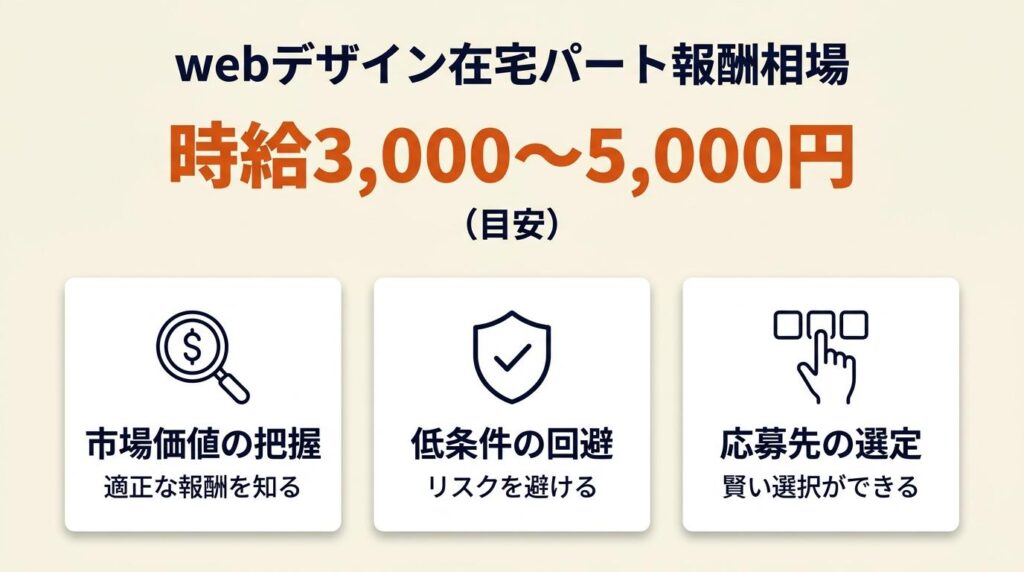 webデザイン在宅パートの報酬相場は時給3,000〜5,000円