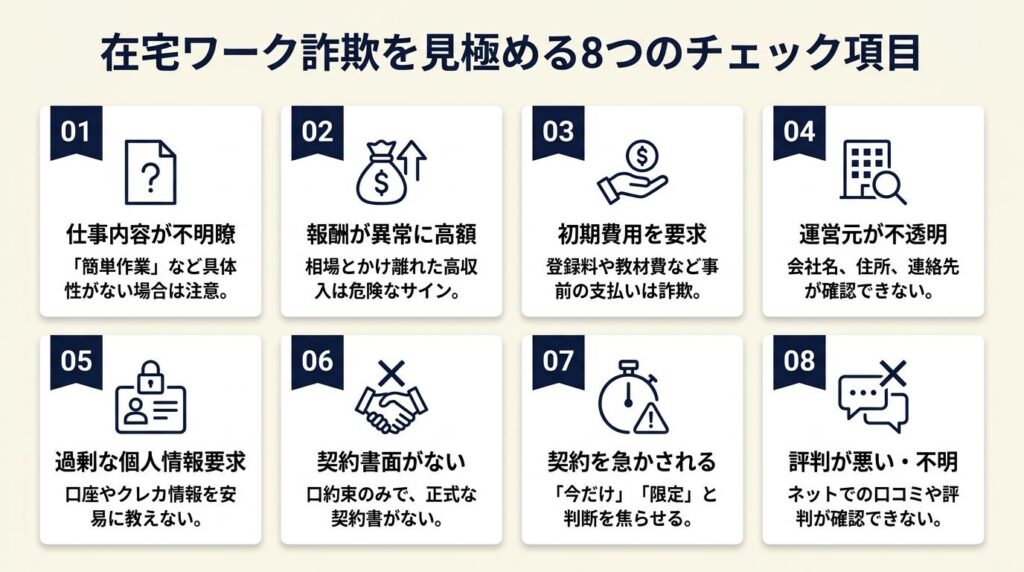在宅ワーク主婦が詐欺を8項目で見極める