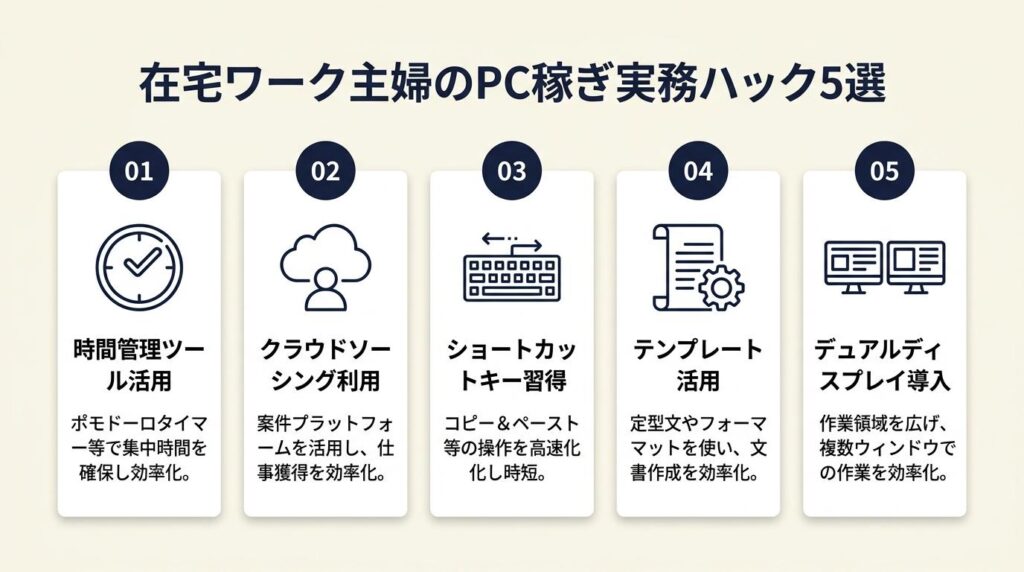 在宅ワーク主婦がパソコンで稼ぐ5つの実務ハック