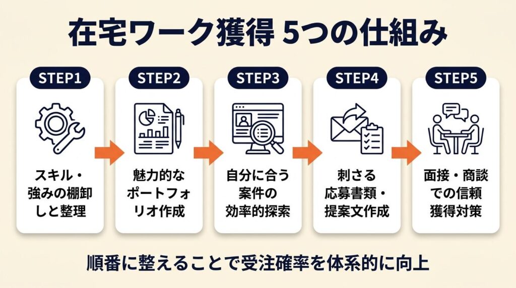在宅ワーク獲得は5つの仕組みで解決