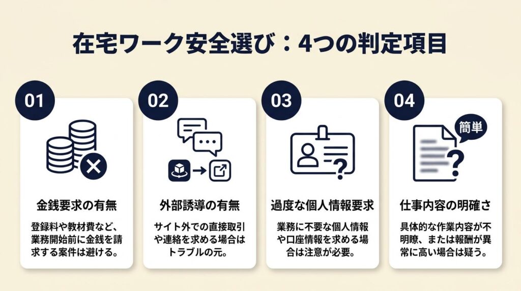 在宅ワーク安全選びは4項目で判定