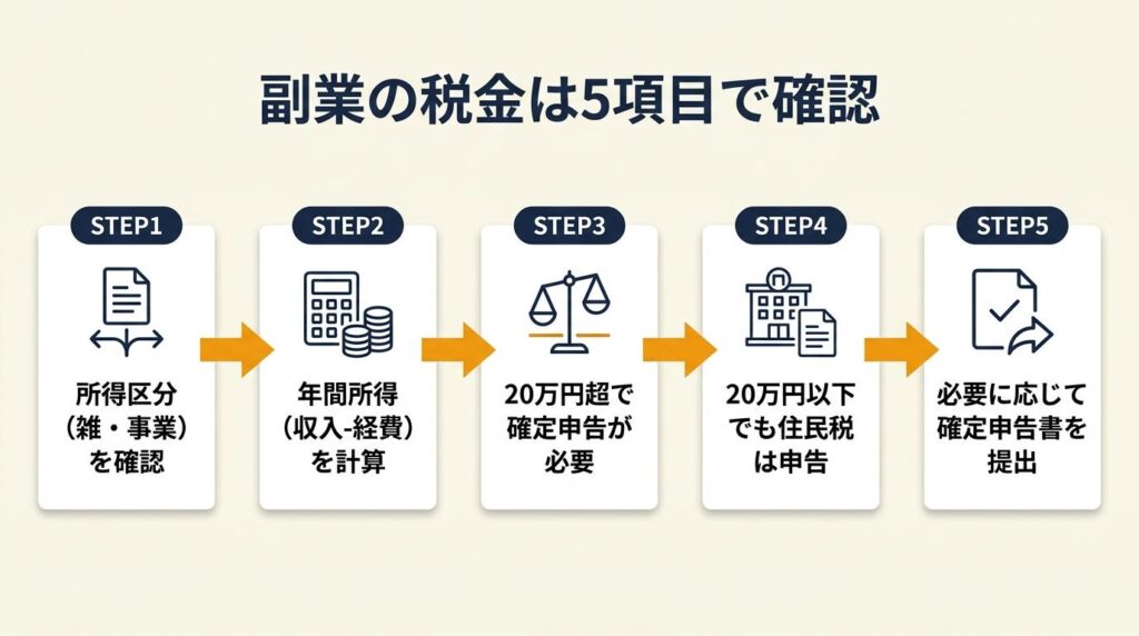 副業の税金は5項目で確認