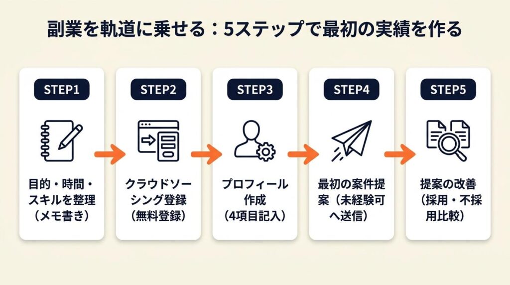 副業を軌道に乗せる：5ステップで最初の実績を作る