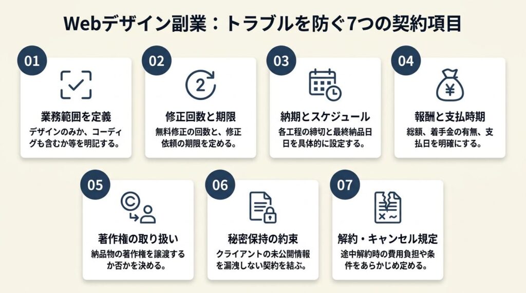 Webデザイン副業は7項目で契約・報酬トラブルを防ぐ