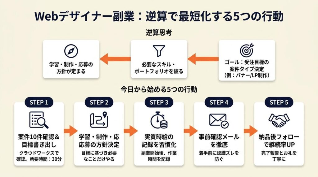 Webデザイナー副業を逆算で最短化する:今日から始める5つの行動