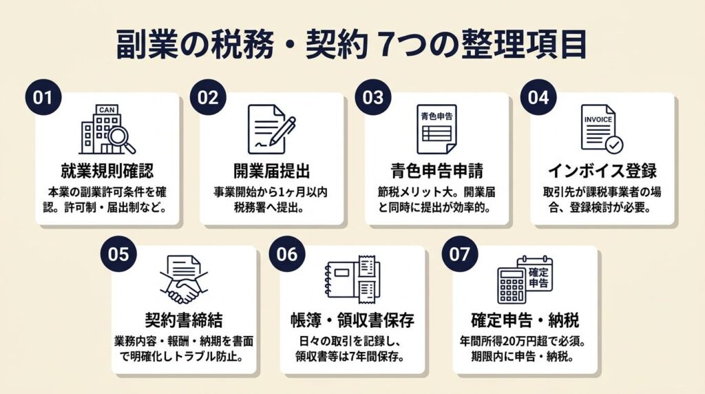 副業の税務・契約は7項目で整理