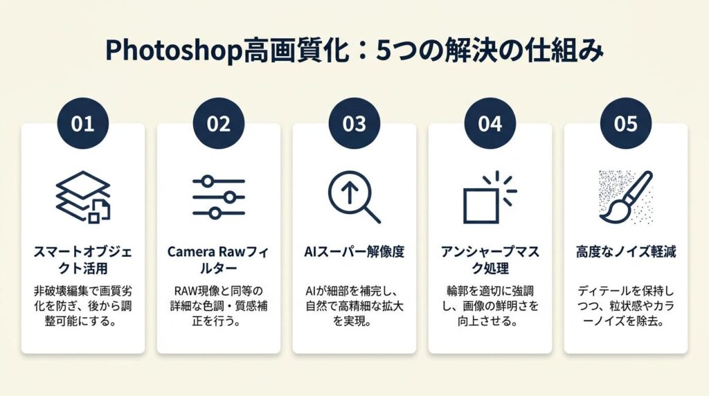Photoshop高画質化は5つの仕組みで解決