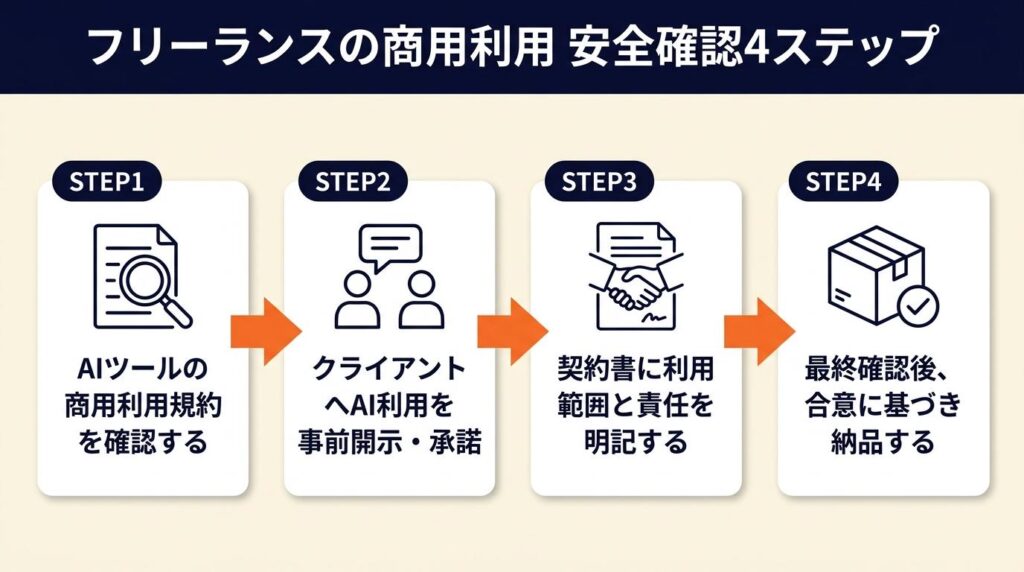 フリーランスの商用利用は4項目の確認で安全に進められる