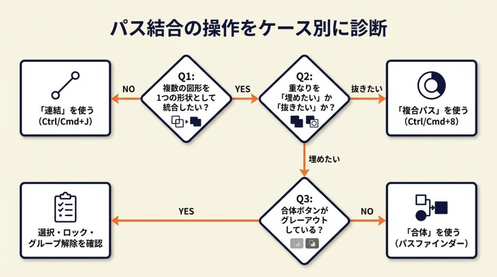 パス結合の操作をケース別に診断