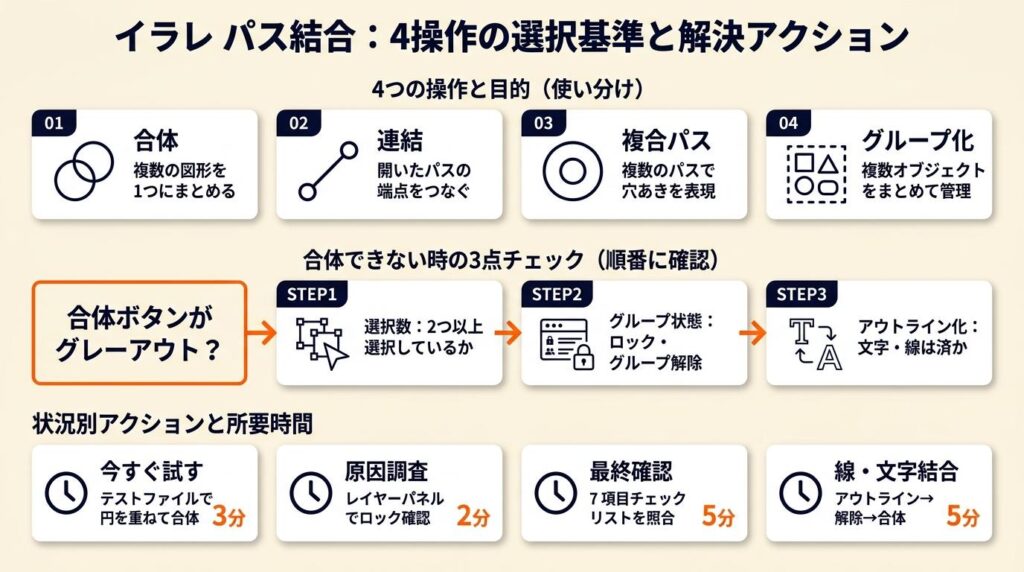 イラレのパス結合は4操作で解決:今日から使える選択基準