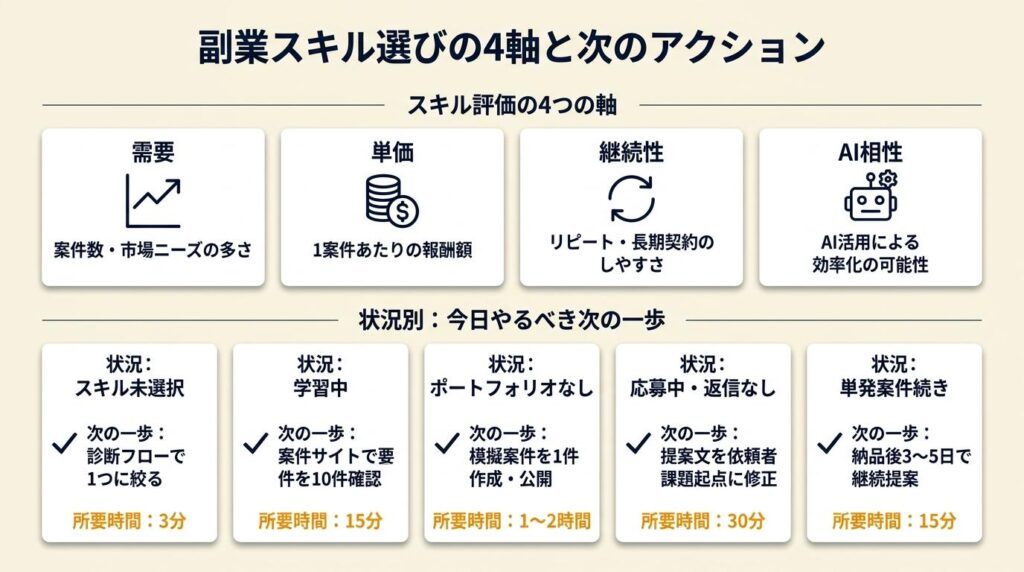 副業スキルランキングは4軸で選ぶ