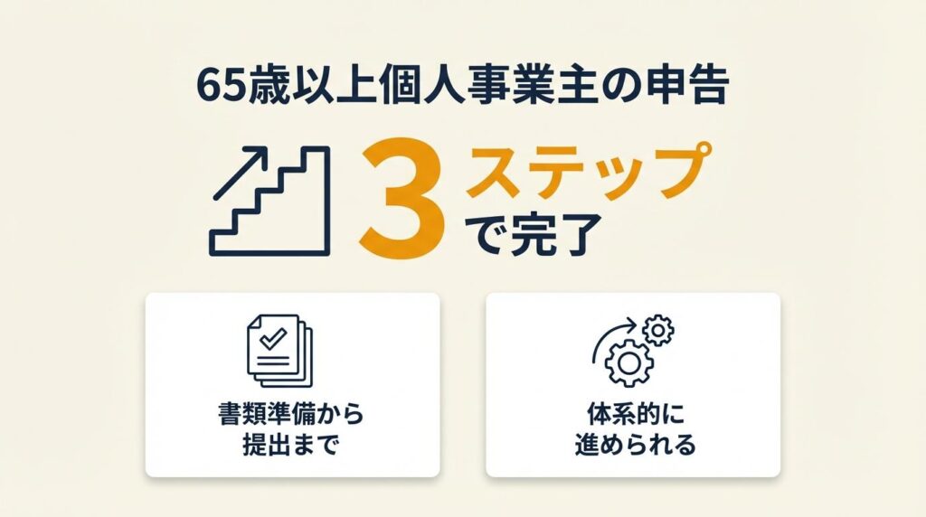 65歳以上個人事業主の申告は3ステップで完了