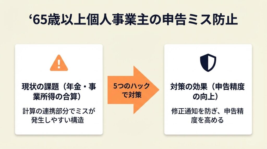 65歳以上個人事業主の申告ミスは5項目で防止