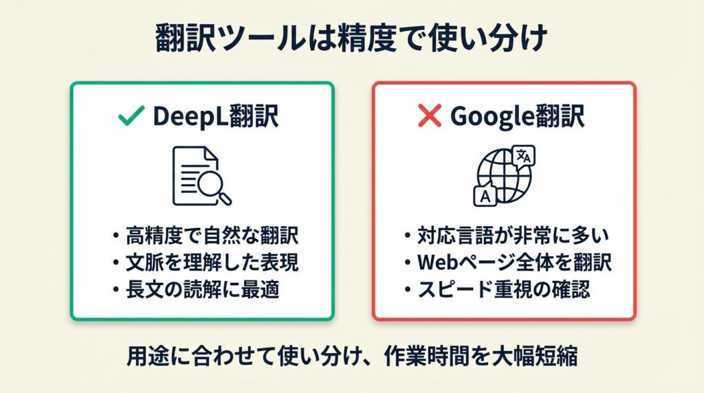翻訳は精度で2本を使い分け