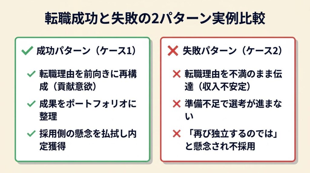 転職成功と失敗の実例は2パターンで整理