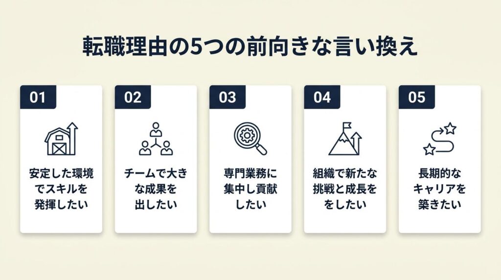転職理由は5つの言い換えで前向きに伝わる