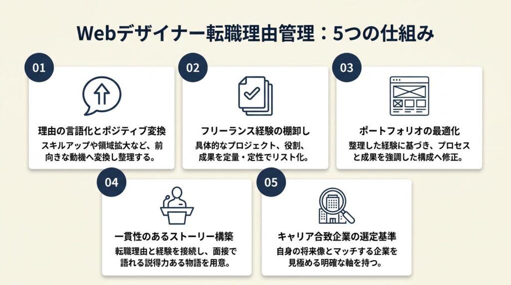 Webデザイナーの転職理由は5つの仕組みで管理