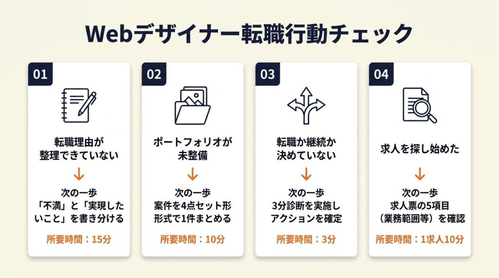 Webデザイナー転職理由は言い換えで決まる：5ステップ行動チェック