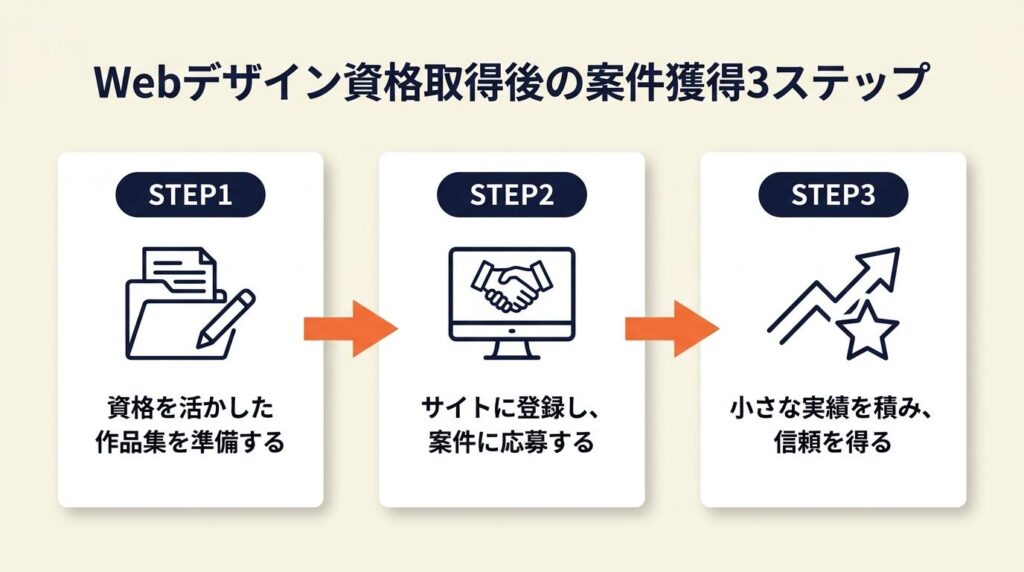 Webデザイン資格取得後は3ステップで案件獲得へ