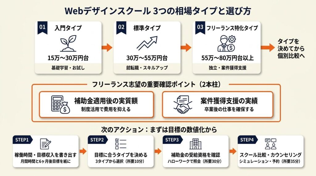 webデザインスクールは3タイプの相場で選ぶ