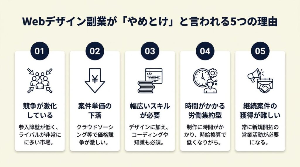 webデザイン副業が「やめとけ」と言われる5つの理由