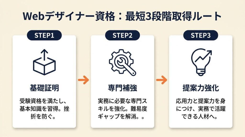 webデザイナーの資格は3段階で取得が最短ルート