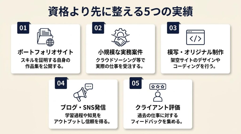 webデザイナーの資格より先に整える5つの実績