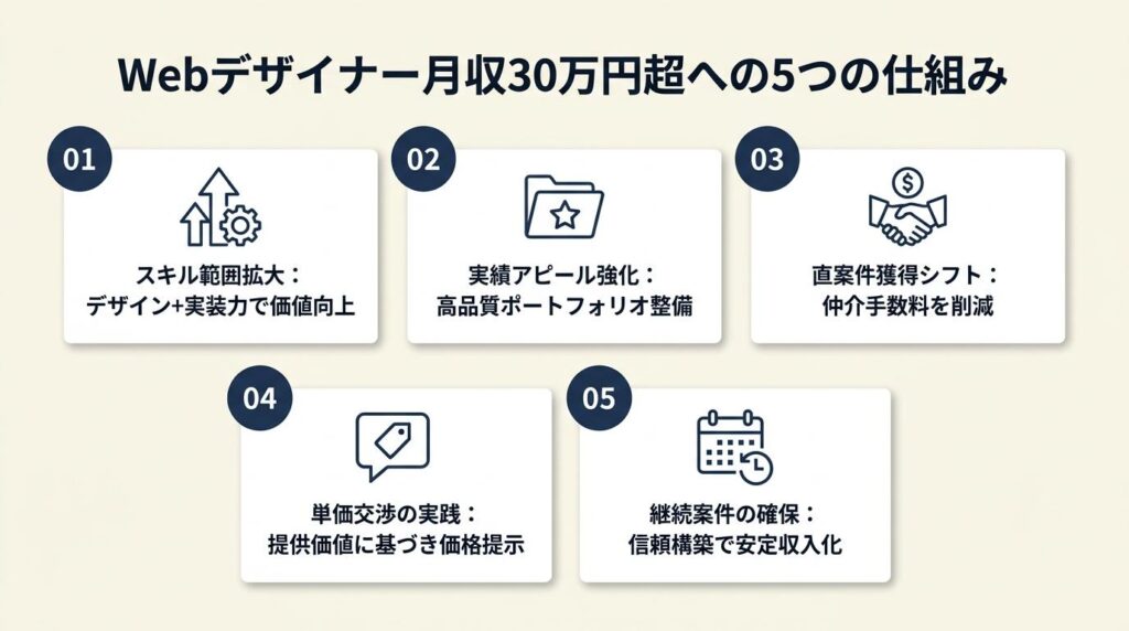webデザイナー年収は5つの仕組みで月収30万円超へ