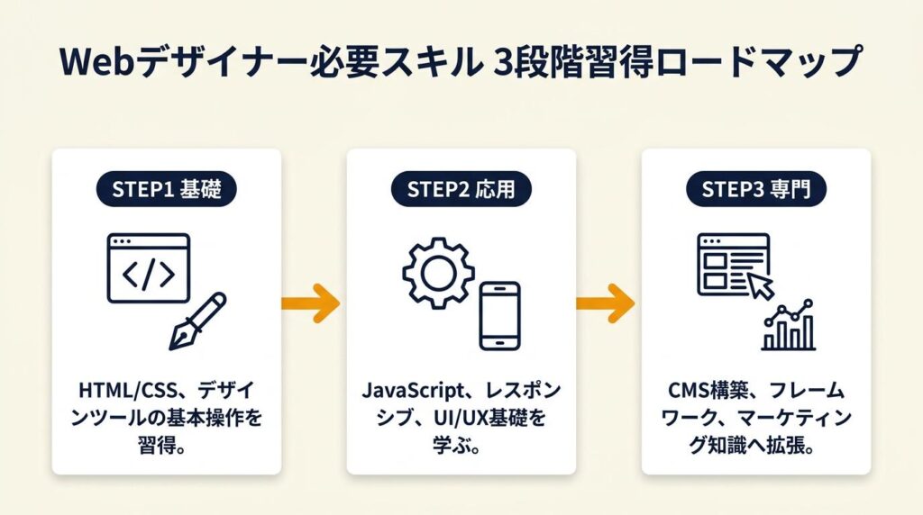 webデザイナー必要スキルは3段階で習得