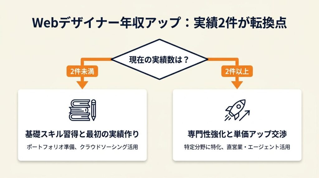 webデザイナー年収アップは実績2件が転換点