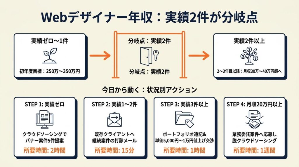 webデザイナー年収は実績2件が分岐点:今日から動く