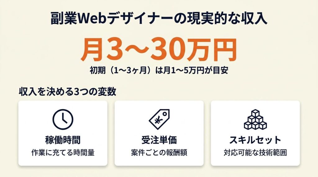 副業Webデザイナーの収入は月3〜30万円が現実