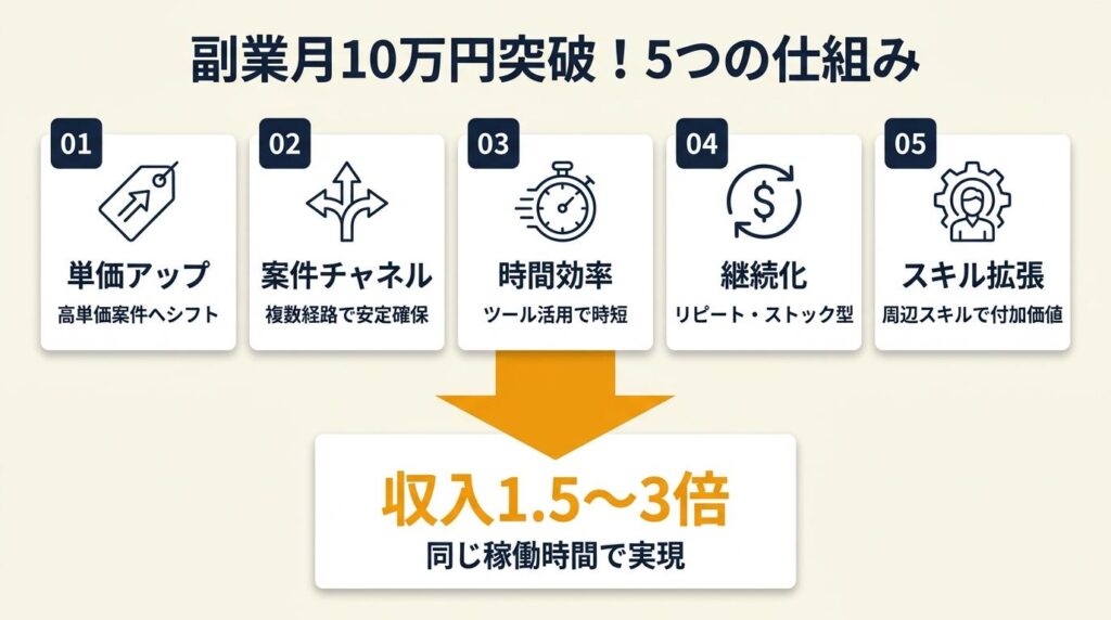 副業収入は5つの仕組みで月10万円を突破できる