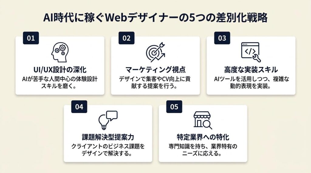 AI時代に稼ぐWebデザイナーの5つの差別化戦略