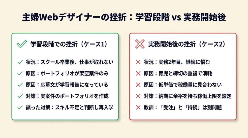 主婦Webデザイナーの挫折は2パターンで比較